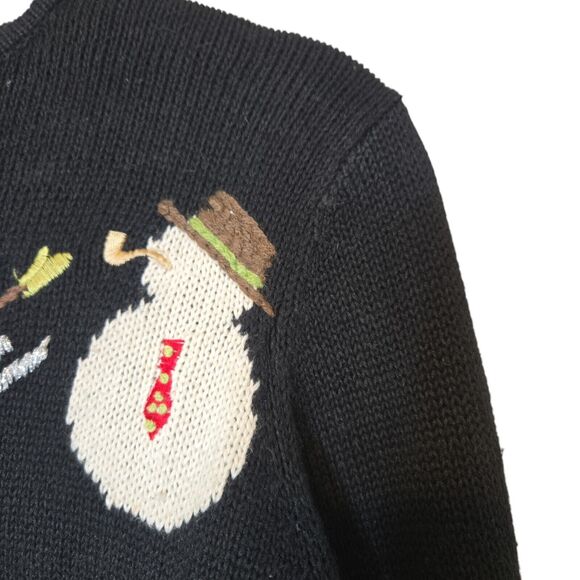 Susan Bristol Womens Cardigan Size Small Vintage Hand Embroidered Winter Snowman - Picture 4 of 15